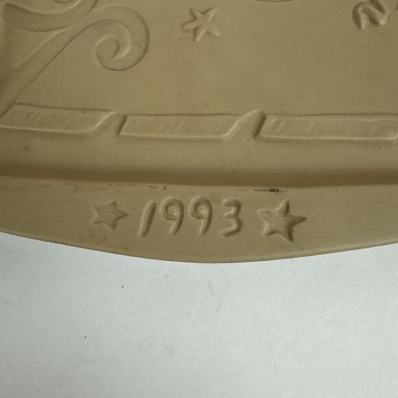 Brown Bag Cookie Art Mold Santa Sleigh Ceramic Hill Design vintage 1993 USA - Picture 2 of 9
